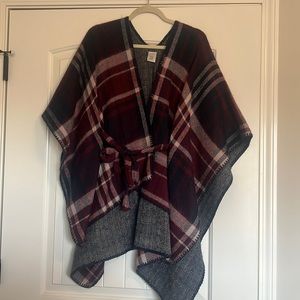 Plaid poncho